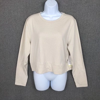 NWT Old Navy Cozecore Crop Sweatshirt Women XL Stone Stretch Activewear Comfort - Image 1 of 4