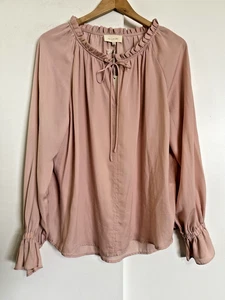 MELLODAY rosa romantisches Rüschen-Top neu mit Etikett Größe 1X Bauernkünstler - Bild 1 von 6