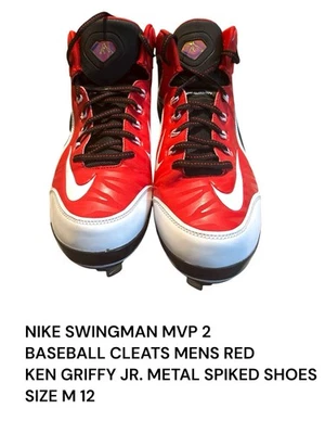 Nike Swingman MVP 2 Mid Rise Baseball Cleats Ken Griffey Jr Red/Black Men's 12 - Image 1 of 4