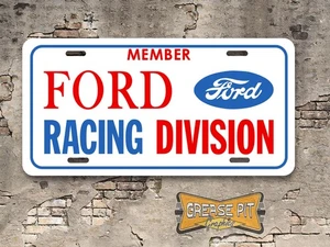 Member Ford Racing Division Novelty License Plate - Choose Color - Picture 1 of 6