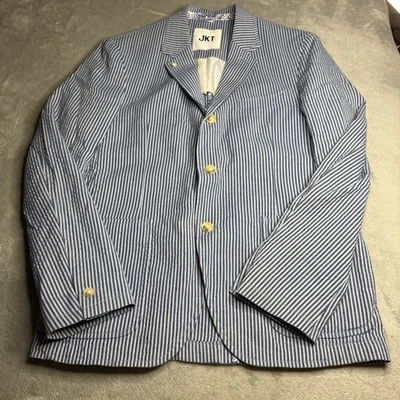 JKT Нью-Йорк мужской Dover Blazer 40R льняной смеси в полоску куртка 3 кнопки * DESC - Изображение 1 из 4