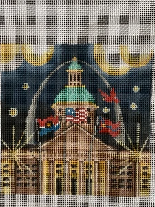 Independence Day Needlepoint Canvas St. Louis Gateway Arch Flags Cardinal - Picture 1 of 3