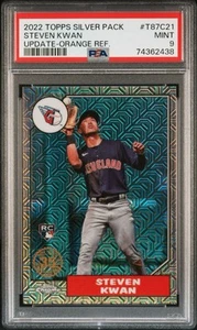 2022 Topps Update STEVEN KWAN RC Silver Pack Orange Mojo Refractor #/25 PSA 9 - Picture 1 of 2
