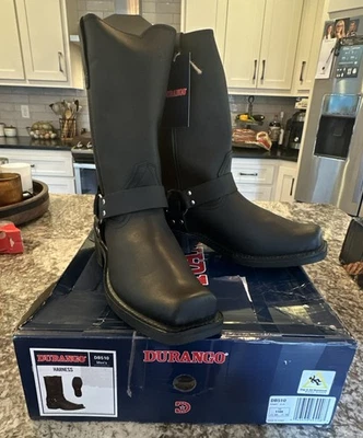 Durango DB510 Hombres 11EE Engrasado Negro Arnés Motocicleta Cuero Pull On Botas Foto 1 de 4