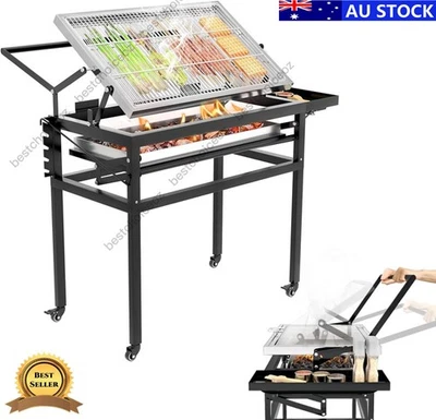 Movable Flip BBQ Charcoal Grill 360° Rotating Tabletop Charcoal Grill Camping AU - image 1 of 4