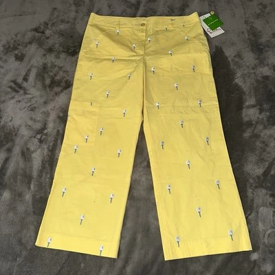 NUEVO CON ETIQUETAS Pantalones Capri Amarillos Camiseta Pelota de Golf Lilly Pulitzer Para Mujer Bordados Talla 10 Foto 1 de 4