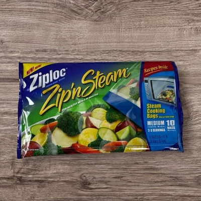 Nuevas bolsas de cocción al vapor Ziploc Zip N tamaño mediano 10 unidades 8 x 10 descontinuadas Foto 1 de 3