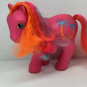 Vintage 1987 G1 MLP Tropical Ponies Pina Colada My Little Pony Pink Palm Trees - Picture 1 of 6