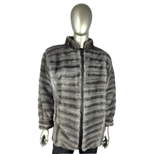 Men’s Gray CROSS MINK Jacket, Sz 2XL, Certified Vintage Fur w/Storage Bag - Picture 1 of 10