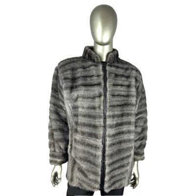 Men’s Gray CROSS MINK Jacket, Sz 2XL, Certified Vintage Fur w/Storage Bag - Image 1 of 4