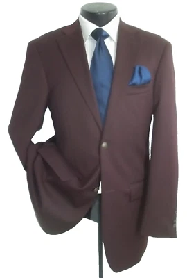 ## Paul Fredrick Wine Burgundy 2Button Center Vent Wool Jacket Coat 40R - Image 1 of 4