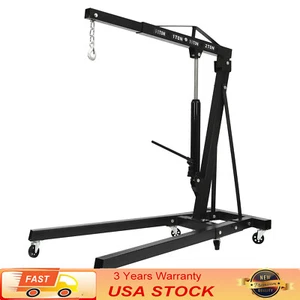 2 Ton Folding Engine Motor Hoist Cherry Picker Shop Crane Lift Black Durable - Picture 1 of 8