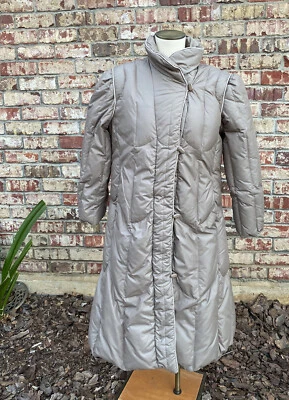 Abrigo acolchado acolchado acolchado acolchado con botones y cremallera talla 16-talla 16-ajuste real pequeño de colección para mujer usado en excelente estado Foto 1 de 4