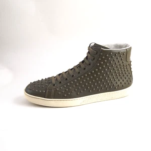 Gucci High Top Sneakers Studded Green Leather  Women Size EU 39.5 US 9.5 - Picture 1 of 11