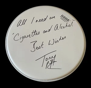 SIGNED TONY McCARROLL OASIS DRUM HEAD LIVE FOREVER LIAM GALLAGHER RARE - Picture 1 of 3