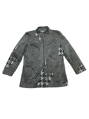 Chaqueta negra con cremallera Elliott Lauren para mujer talla 6 pata de gallo geométrica retazos Foto 1 de 4
