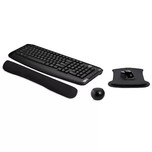 New HP Wireless Keyboard/Mouse 300 PC Bundle + Mouse/Wrist Pads, Mini Speaker - Picture 1 of 83