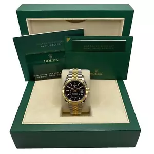 Rolex Himmel-Bewohners 336933 Jubiläum Gelbgold Stahl Schwarz Dial Uhr B&p 2023 - Bild 1 von 7