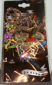 Ed Hardy LIFE Designs NEW CARD EAGLE TILL DEATH TRUE Keychain Clasp GREAT GIFT - Picture 1 of 2
