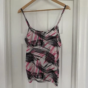 Clear Sky Pink Black Abstract Tank Top Size XL Spaghetti Strap Camisole Y2K - Picture 1 of 8