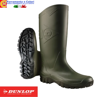 Stivali In Gomma Alti Uomo DUNLOP Impermeabili PVC Per Caccia Pesca Lavoro VERDE - Immagine 1 di 3