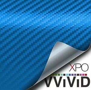 XPO Electric Blue 3D Carbon Fiber Vinyl Wrap Roll&Air Release Technology 1ftx5ft