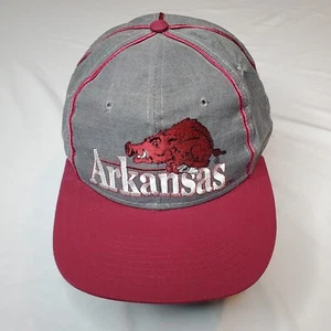 1984 Arkansas Razorbacks Hat Vintage Razorbacks Snapback Gray And Red - Picture 1 of 16