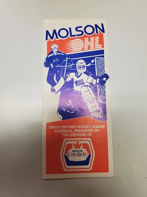 RS20 Windsor Spitfires/OHL League 1986/87 Hockey Pocket Schedule - Molson - Image 1 of 3