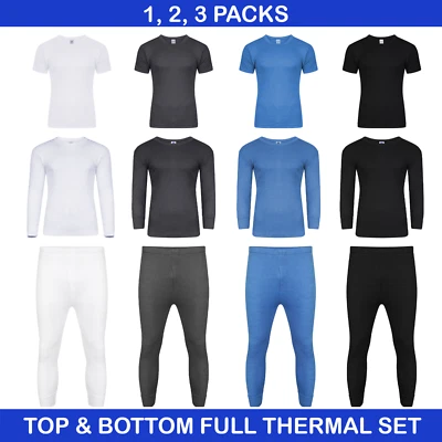 Pacote com 1/2/3 conjunto de roupa íntima masculina térmica Long Johns top camiseta parte inferior - Imagem 1 de 4