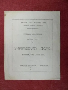 SWINDON TOWN v SHREWSBURY TOWN | 1960/1961 | RESERVES | 27 AUG 1960 |UK FREEPOST - Picture 1 of 3