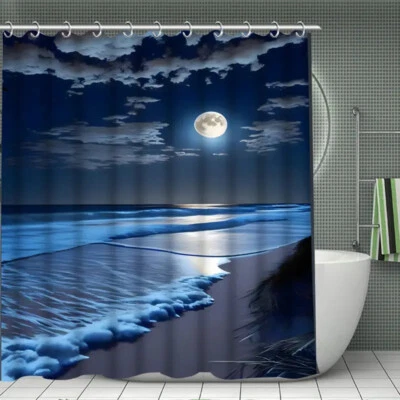 Cortina de ducha impermeable Moonlight Beach Nature varios tamaños Foto 1 de 4