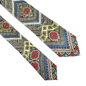Vintage Oleg Cassini geometric abstract print colorful tie narrow Unique - Picture 1 of 5