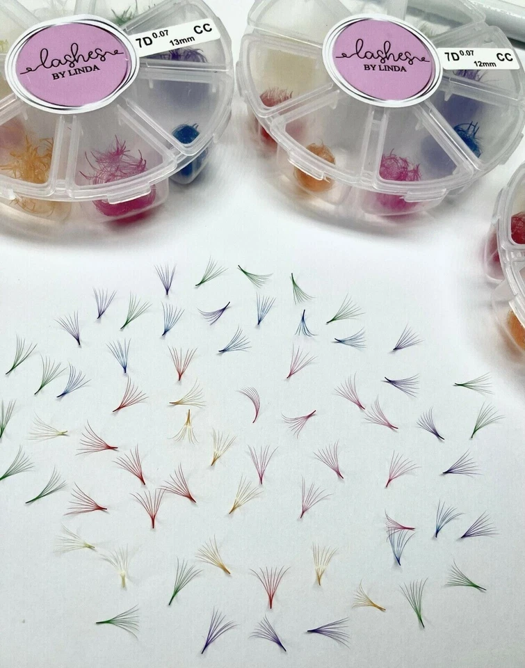 Premade Promade fans 7D 0.07 mixed colours 1000 fans Pointy Stems - Image 1 of 4