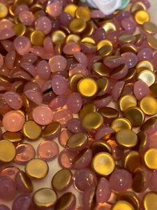 Vintage Czech Flatback Preciosa Cabochon rose Opal 7mm Round CRAFT Pack of 12 - Picture 1 of 3