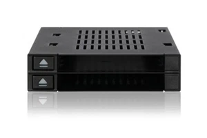 Icydock MB522SP-B flexiDOCK - Dual Bay 2.5" SAS / SATA HDD / SSD 3.5" Drive Bay - Picture 1 of 1