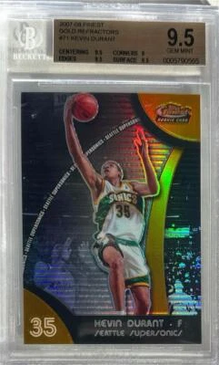 Kevin Durant Topps Finest Gold Refractor RC-BGS 9,5 2007-08 gema como nueva... #4/25 Foto 1 de 2