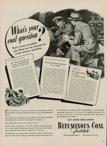 1944 Bituminous Coal Institute Vintage Print Ad Fossil Fuel Buy War Bonds WW II - Picture 1 of 9