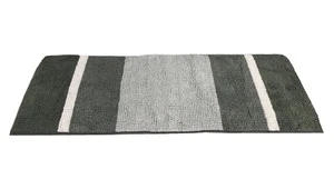 Bathroom Rug 17x48 Grey/White Stripe Polyester NEW (No tags) Non-slip Rug Absorb - Picture 1 of 19
