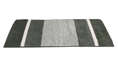 Alfombra de baño 17x48 gris/blanco rayas poliéster NUEVA (sin etiquetas) alfombra antideslizante absorbente Foto 1 de 4
