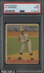 1933 Goudey #35 Al Simmons Chicago White Sox HOF PSA 2 Good