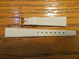 2 New Old Stock LeJour Uhr Lederband cremeweiß 15 mm Eidechse geprägtes Muster - Bild 1 von 2