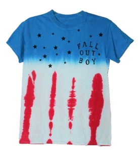 Fall Out Boy 2014 Tie Dye T-Shirt Gr. S Punk Rock Band blau rot weiß handgefärbt - Bild 1 von 5
