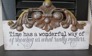 Holzschilder Vintage Look 3 x 8 Zoll 2er Set mit Metallschnörkelarbeit - Bild 1 von 4