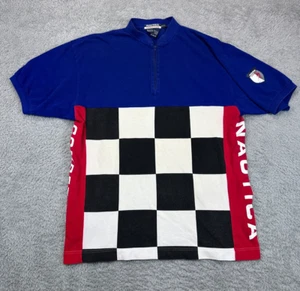 Polo ciclismo cotone 1/4 zip finto collo Nautica vintage competizione taglia XL - Foto 1 di 7