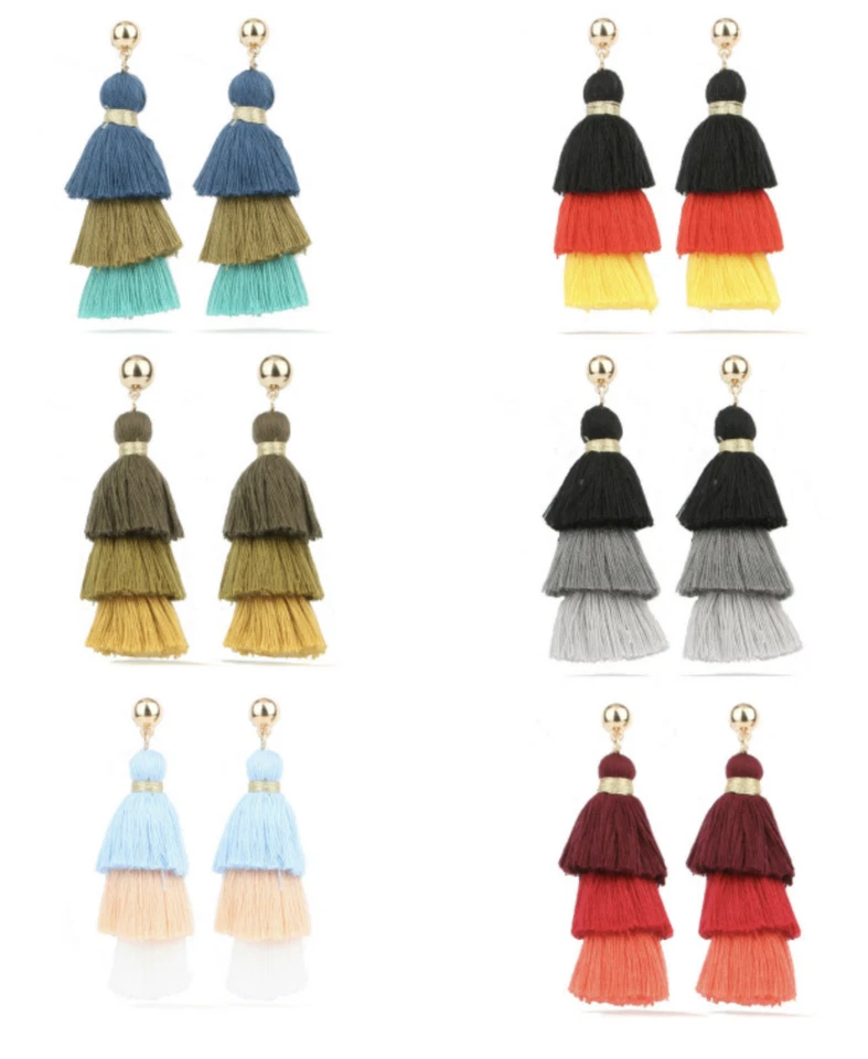 Three Colours Tassel Earring - Image 1 of 1