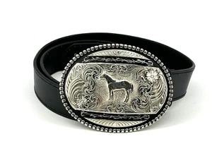 Montana Silversmiths Stand Alone Horse Belt Buckle Barbed Wire Necona Belt 42 - Picture 1 of 13