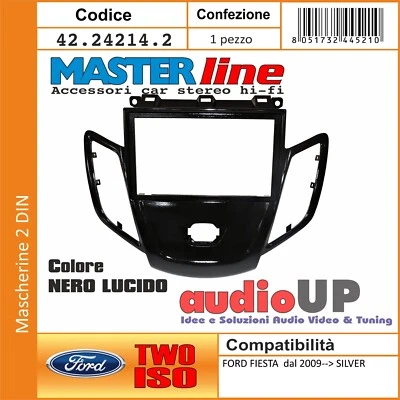 Cadre D'Autoradio 2 din Ford Fiesta De 2009 IN Avant Adaptateur Deux Noir Poli - Photo 1/3