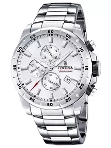 Festina Chronograph Uhr Herrenuhr Edelstahl Chrono Datum silber F20463/1 - Bild 1 von 1