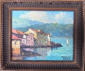 Tableau Huile sur Toile - Topa - Saint Florent - Corse - 33 x 28 cm - Imagen 1 de 3