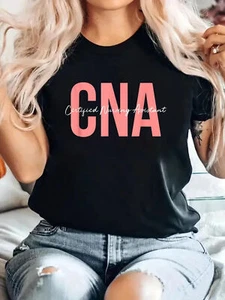 CNA Certified Nursing Assistant Medical T-Shirt, Crew Neck Casual Top - Picture 1 of 12